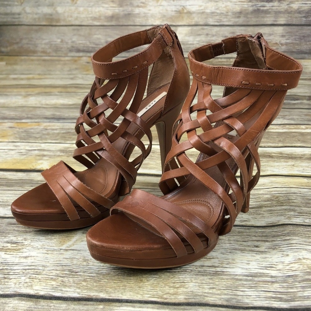 Zara Basic Strappy High Heels Sandals Size 37